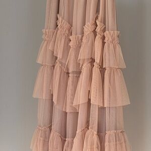 Chic Ruffled Peach Maxi Skirt